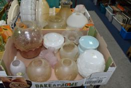 TWO BOXES OF GLASS LAMPSHADES, of various shapes and styles (2 boxes) (sd)