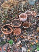 SIX VARIOUS TERRACOTTA PLANT POTS, etc (9)