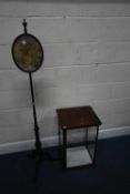 A GLASS TABLE TOP DISPLAY CABINET, width 40cm x depth 34cm x height 61cm, and a Victorian pole