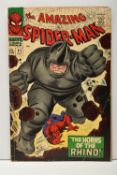 THE AMAZING SPIDER-MAN NO. 41 MARVEL COMIC, first appearance of Rhino, comic only has minor wear and