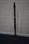 A BLACK LACQUER STANDARD LAMP, with various Chinoiserie designs, height 158cm, condition report: