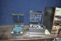 A DANSETTE BERMUDA VINTAGE RECORD PLAYER in black Tolex cabinet (PAT fail due to uninsulated plug,