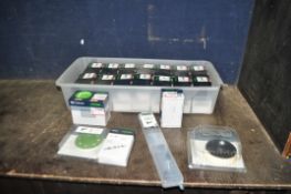 A TRAY CONTAINING FESTOOL SANDING SHEETS AND ACCESSORIES including two sanding heads, a radius