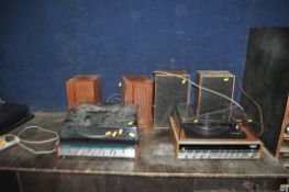 A 1970s KLINGER RECORD PLAYER with a pair of speakers (controls scratchy), a Ferguson radio gram (