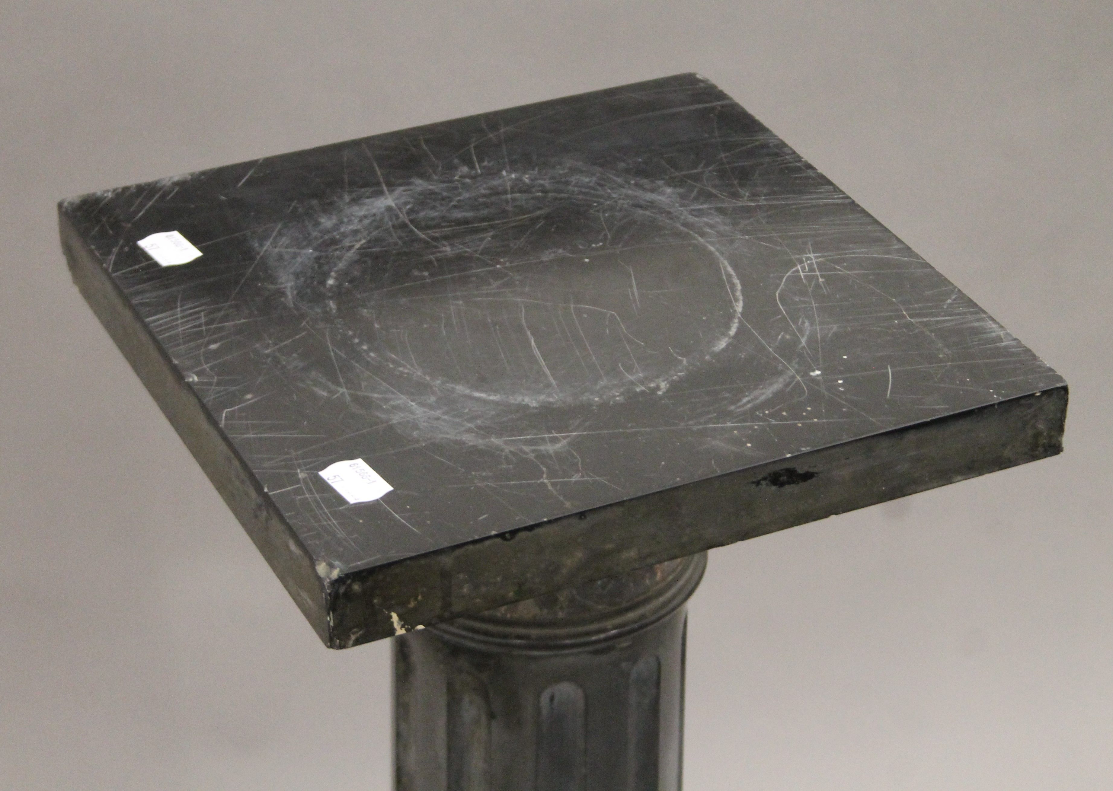 A 19th century slate and marble pedestal column. 107 cm high. - Image 3 of 9