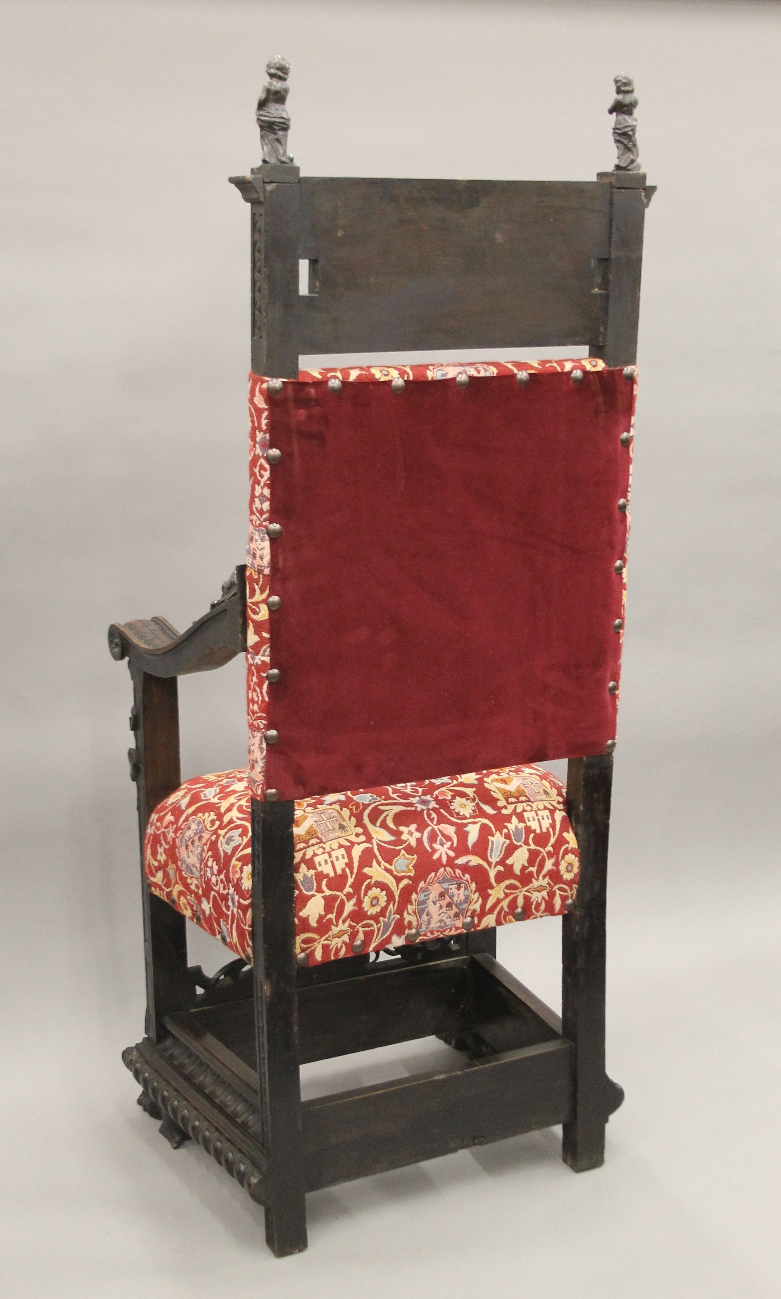 A 19th century carved walnut open armchair. 66 cm wide. - Image 13 of 13