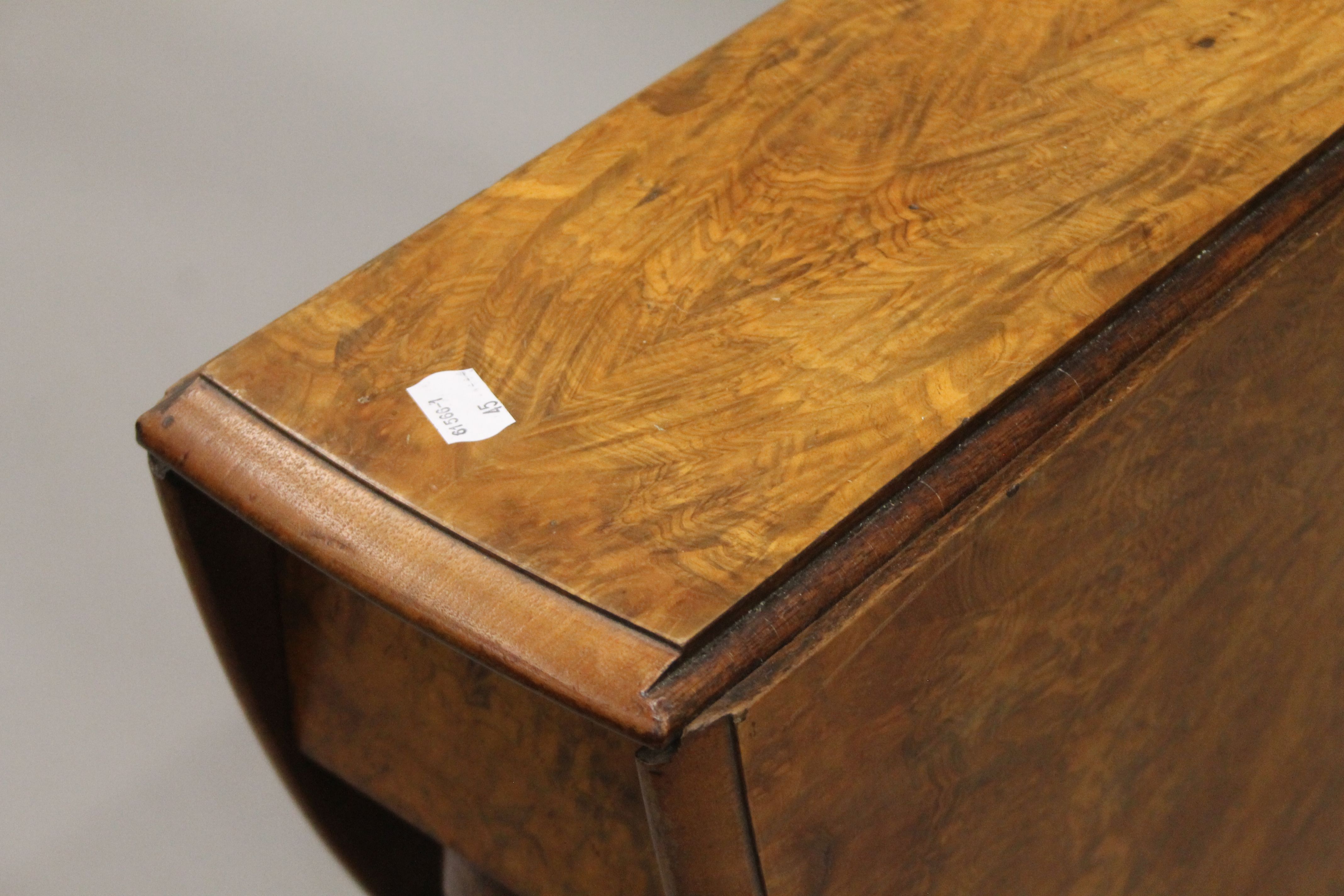 A Victorian burr walnut Sutherland table. 17 cm wide with flaps down. - Image 2 of 6