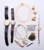 A small quantity of watches and jewellery, including a 9 ct gold ladies Rotary wristwatch12.