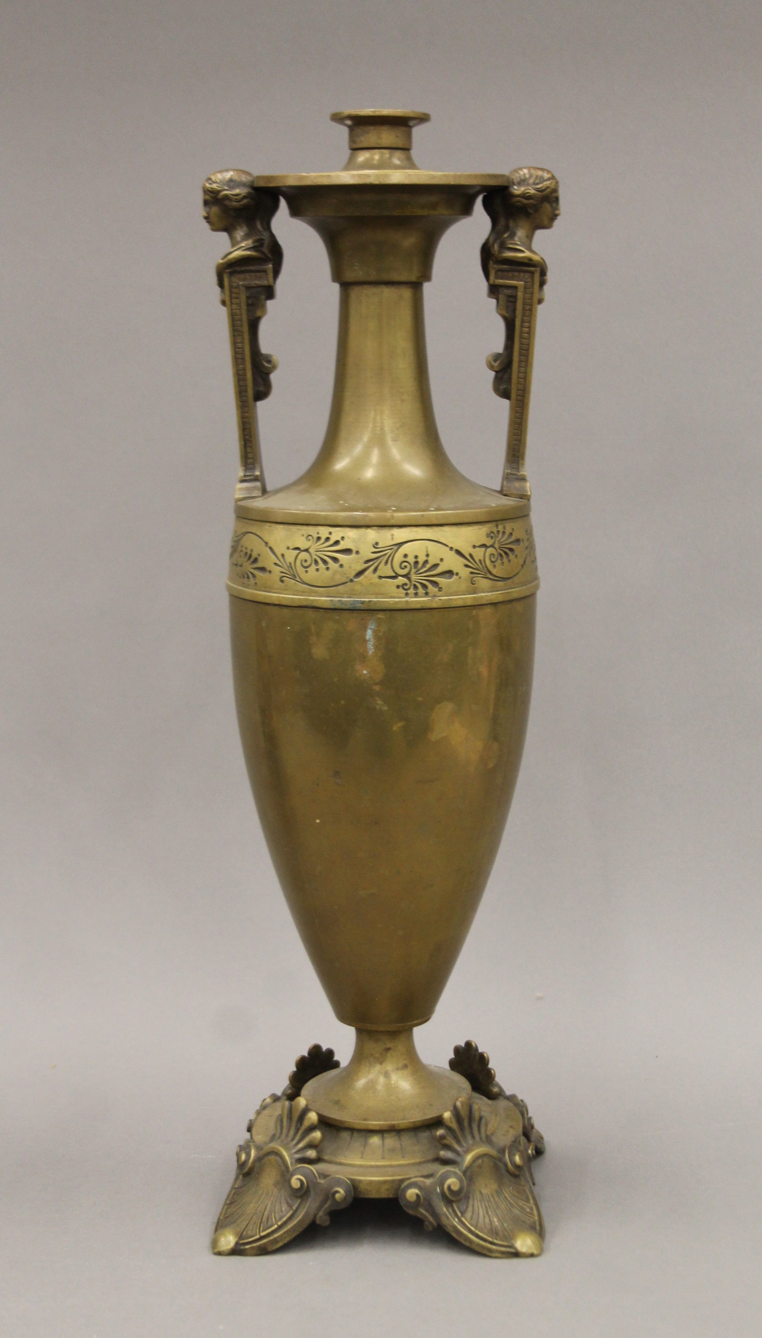 A 19th century bronze table lamp formed as a classical urn. 47 cm high. - Image 2 of 5