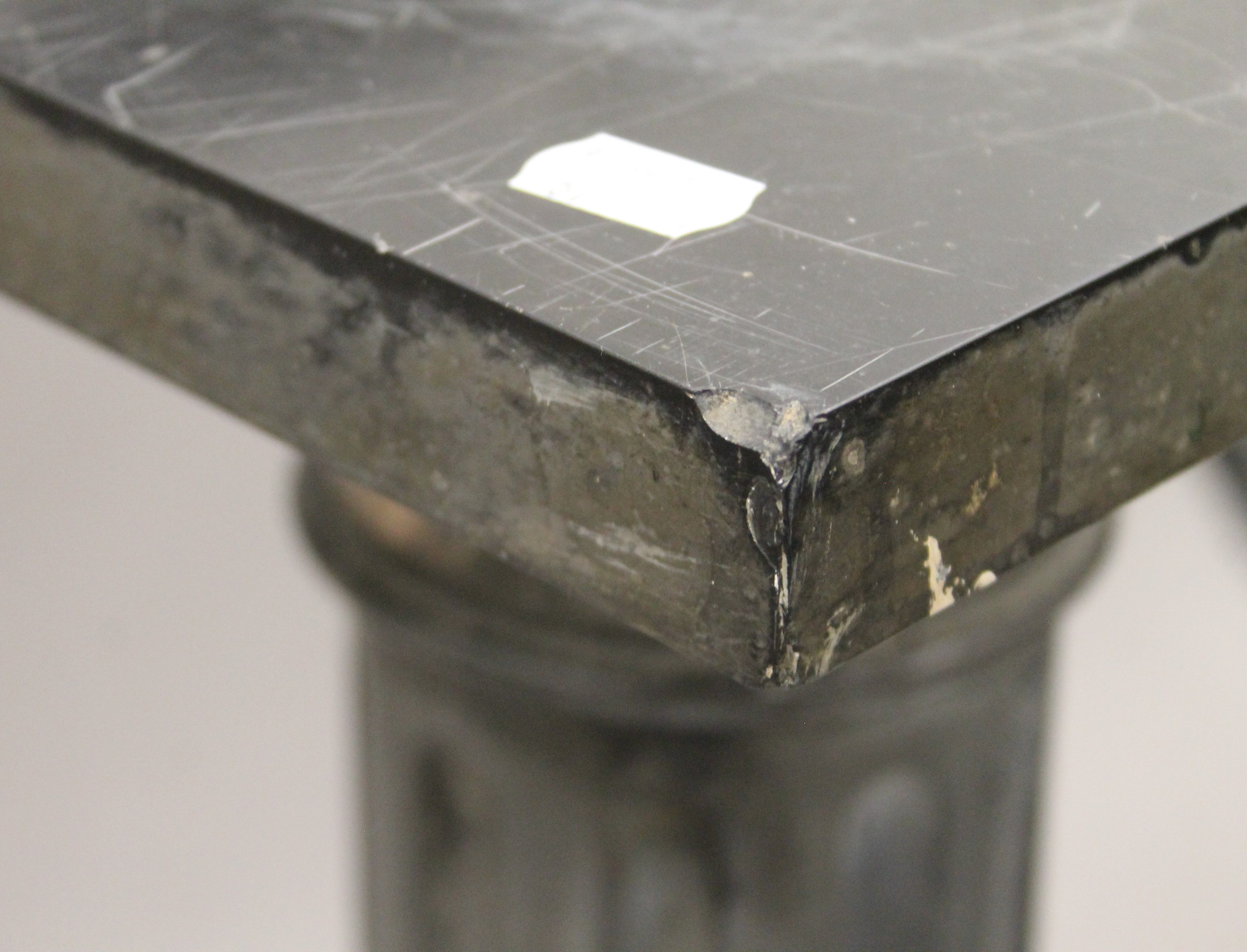 A 19th century slate and marble pedestal column. 107 cm high. - Image 6 of 9