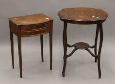 An Edwardian mahogany centre table and a two-drawer side table. The latter 46 cm wide.