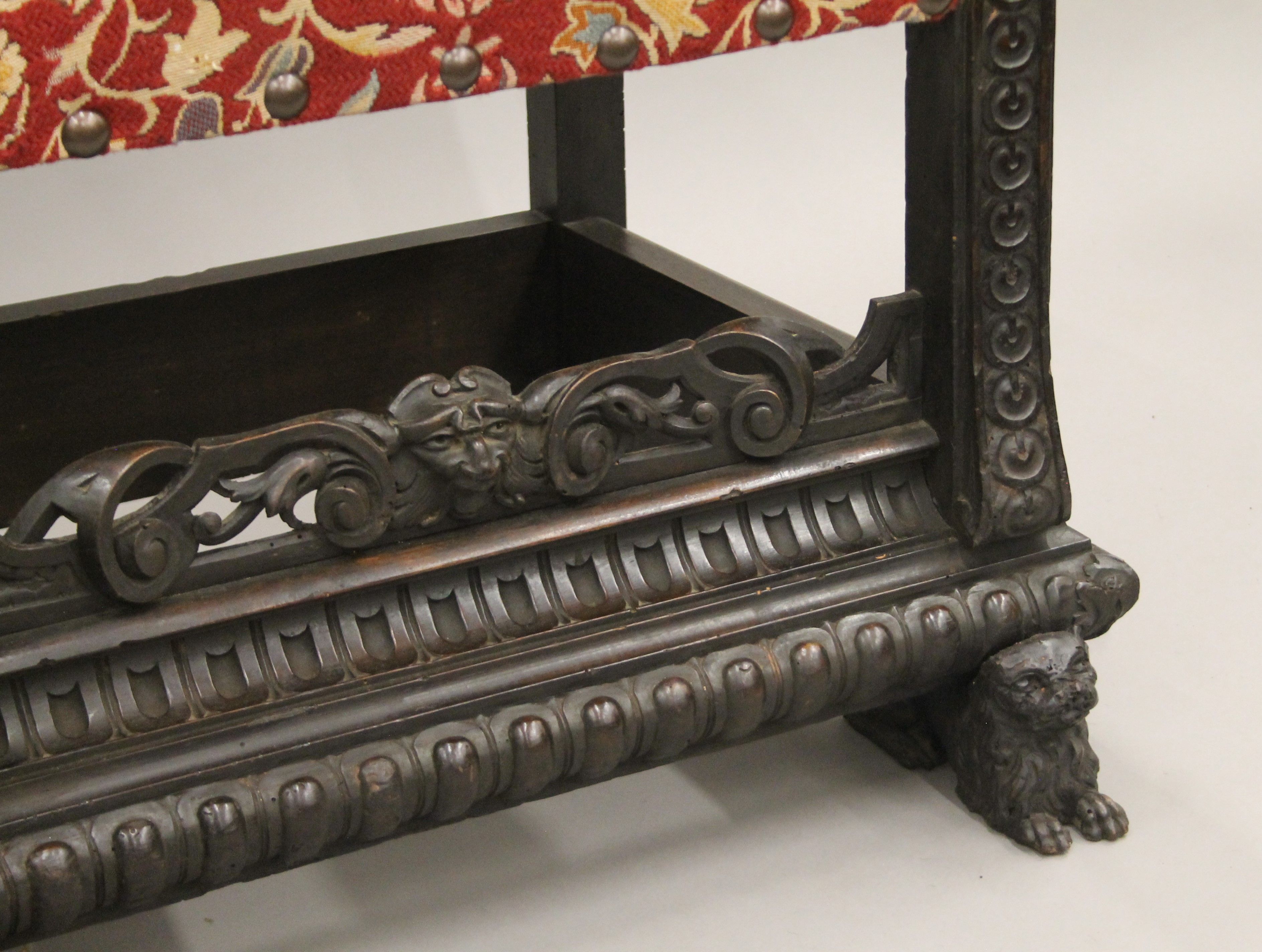 A 19th century carved walnut open armchair. 66 cm wide. - Image 9 of 13