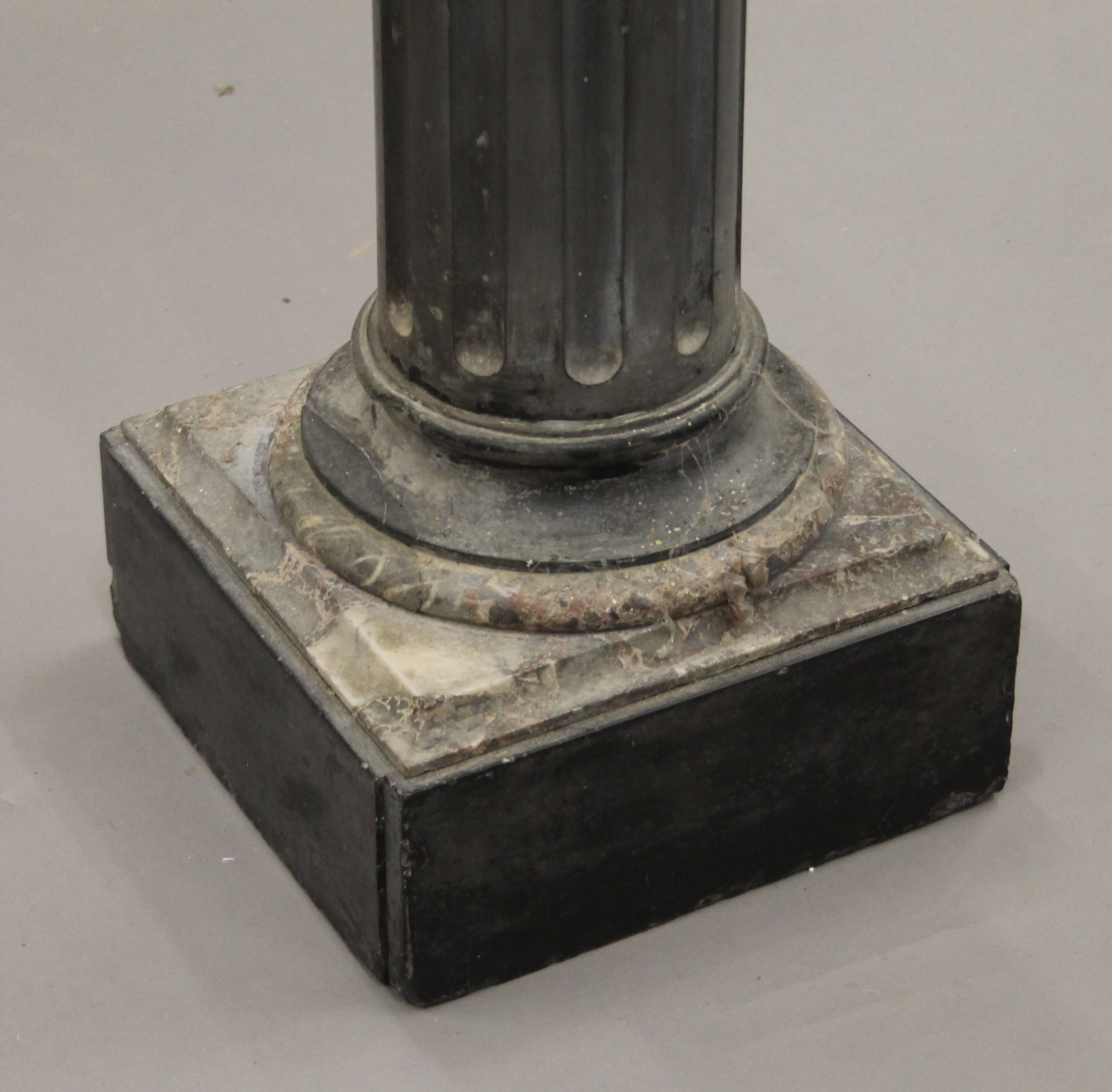 A 19th century slate and marble pedestal column. 107 cm high. - Image 5 of 9