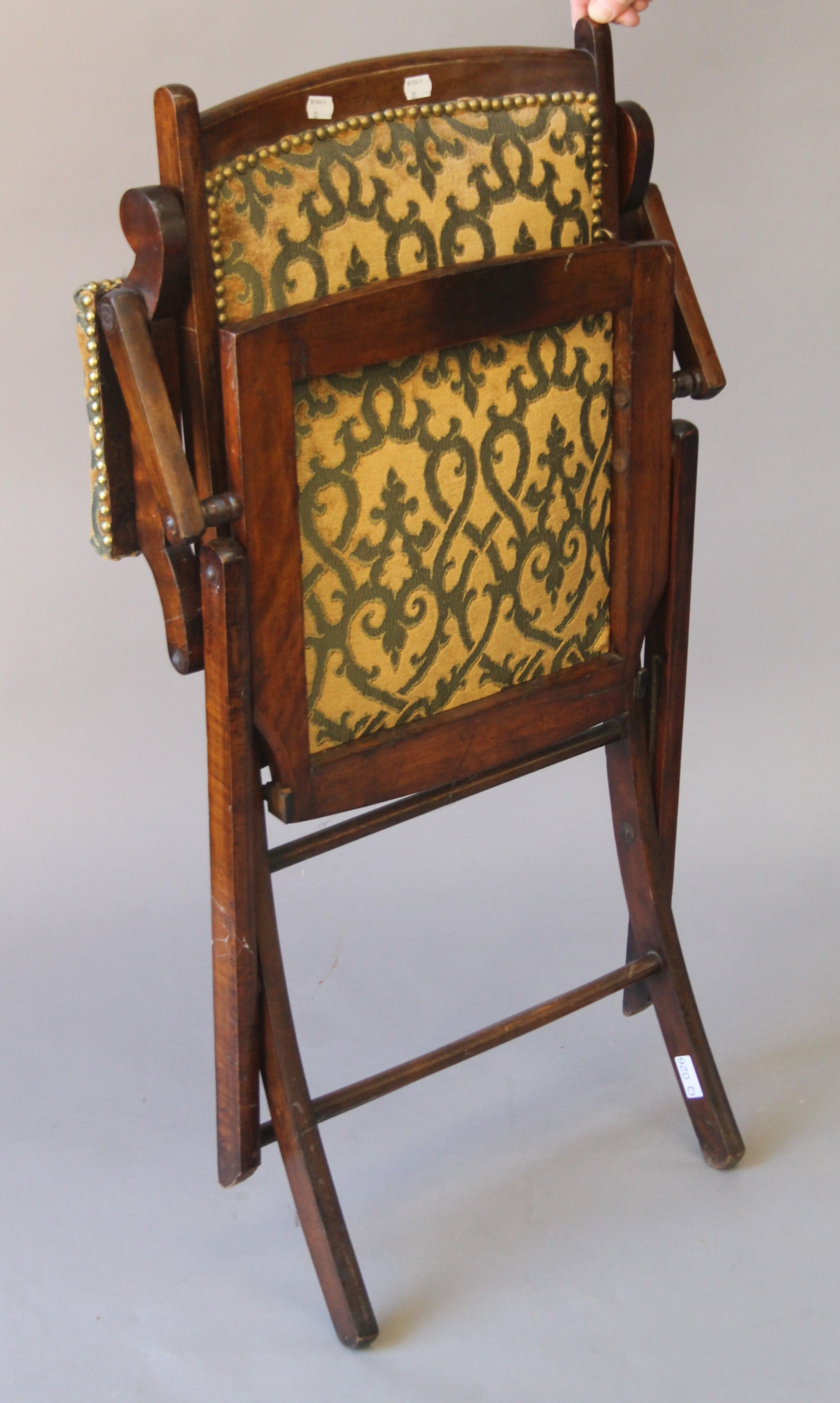An Edwardian tub arm chair, a nursing chair and a folding chair. The former 51 cm wide. - Image 13 of 13