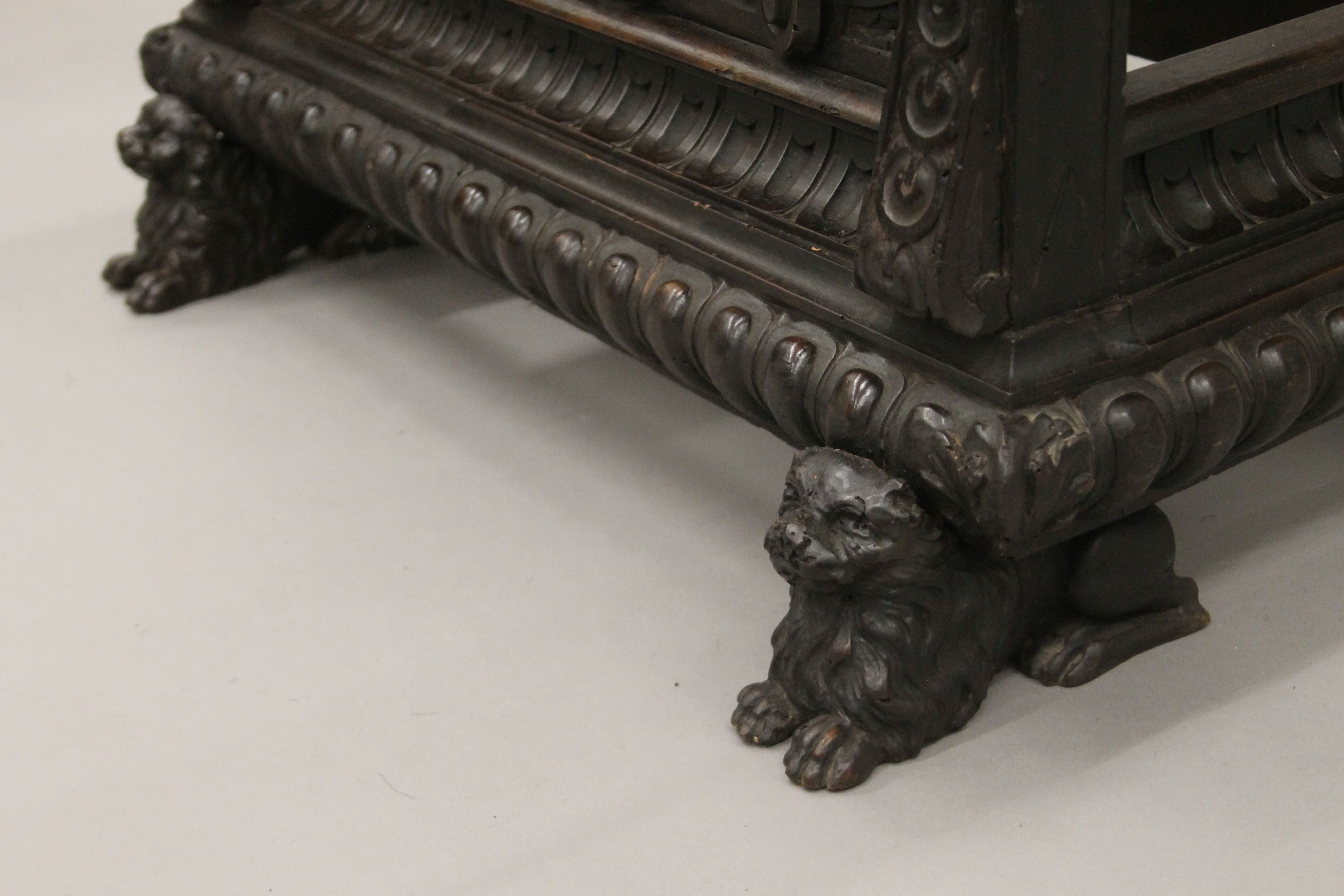 A 19th century carved walnut open armchair. 66 cm wide. - Image 10 of 13