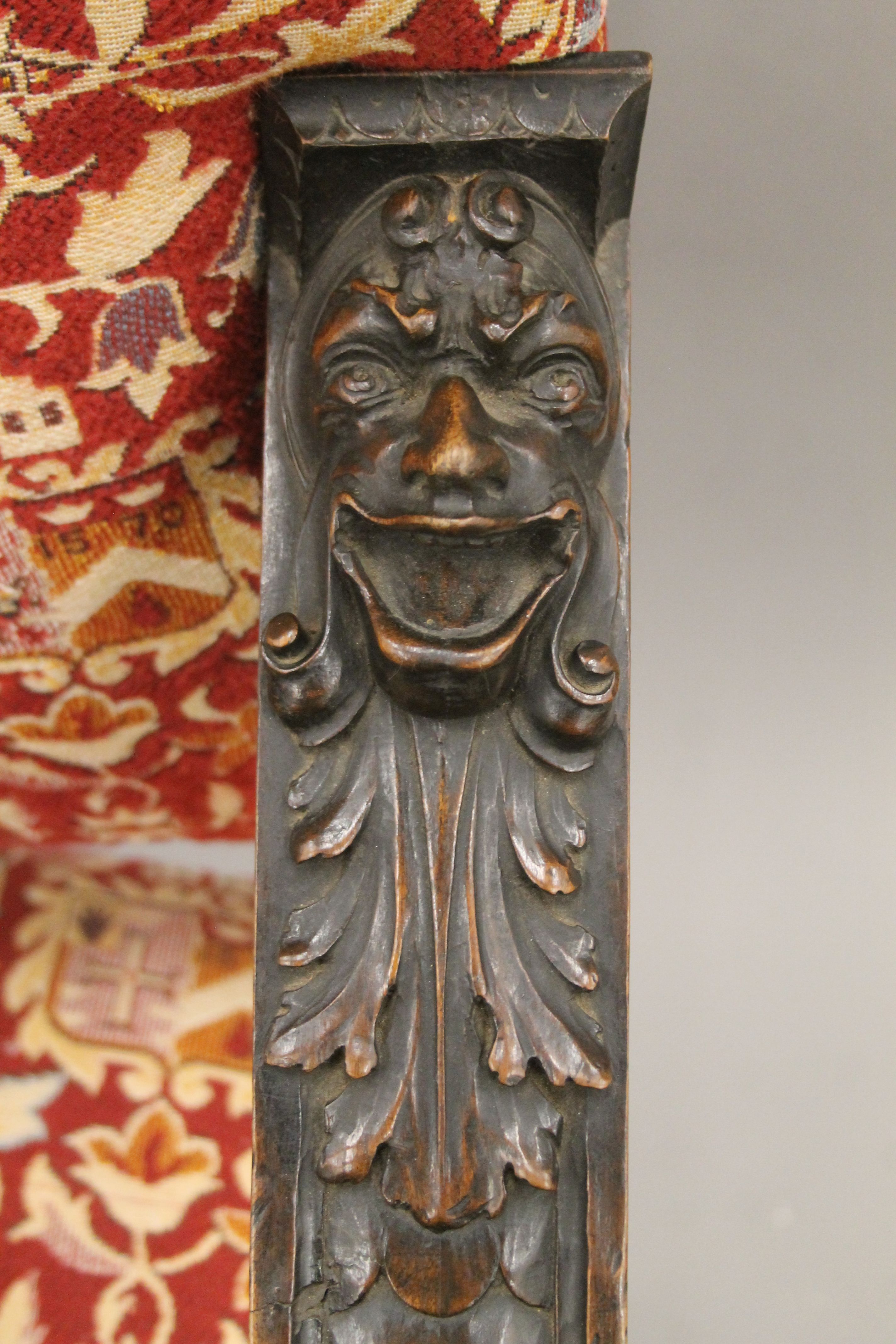 A 19th century carved walnut open armchair. 66 cm wide. - Image 11 of 13