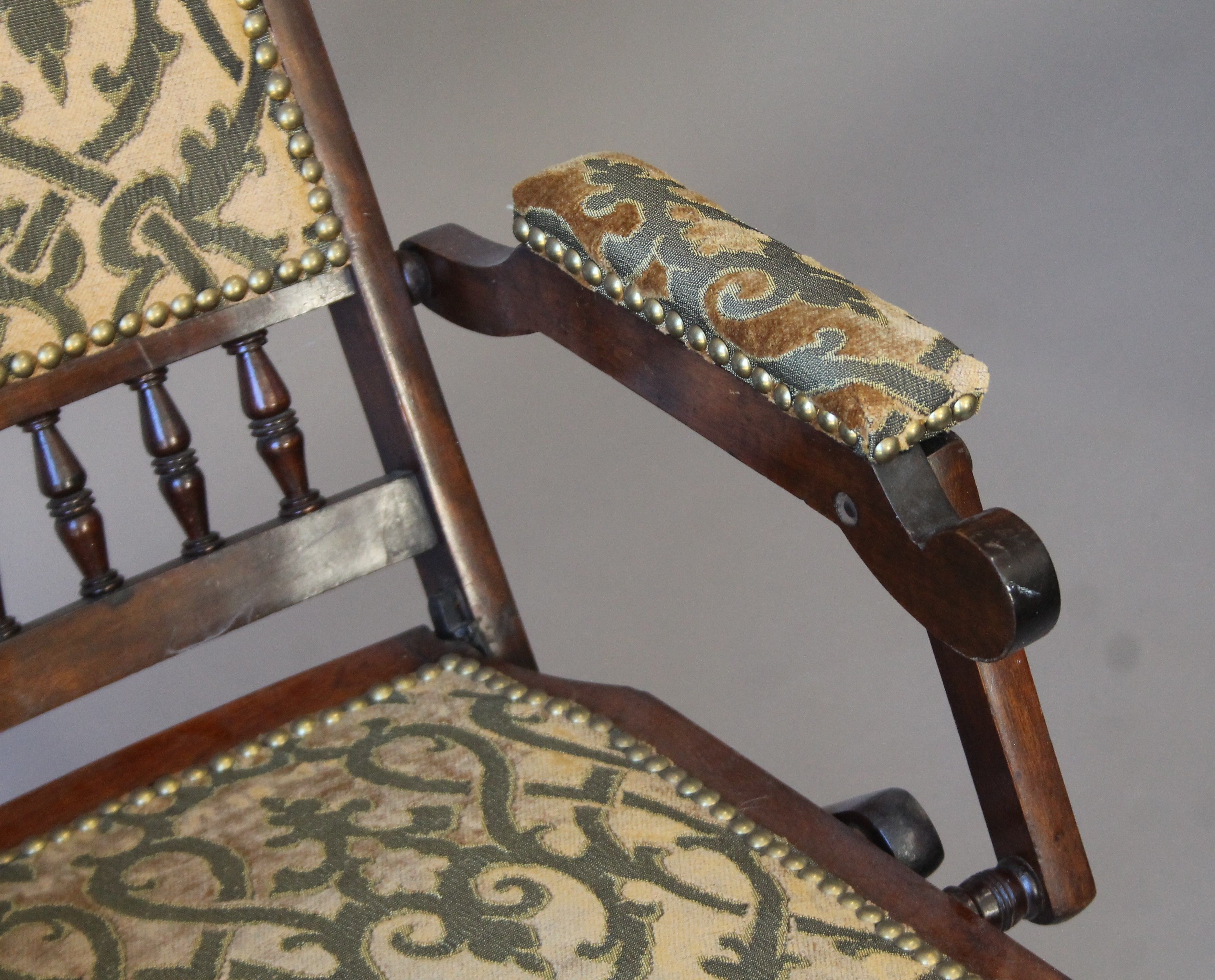 An Edwardian tub arm chair, a nursing chair and a folding chair. The former 51 cm wide. - Image 11 of 13