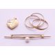 A 9 ct gold tri-coloured ring, a 9 ct gold heart shaped pendant and a 9 ct gold tie pin. Tie pin 5. - Image 2 of 13
