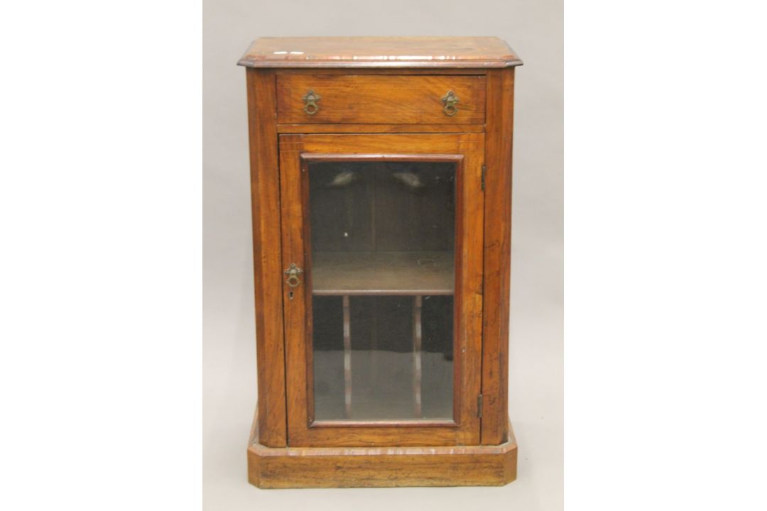 A Victorian walnut side cabinet. 58 cm wide. - Image 1 of 6