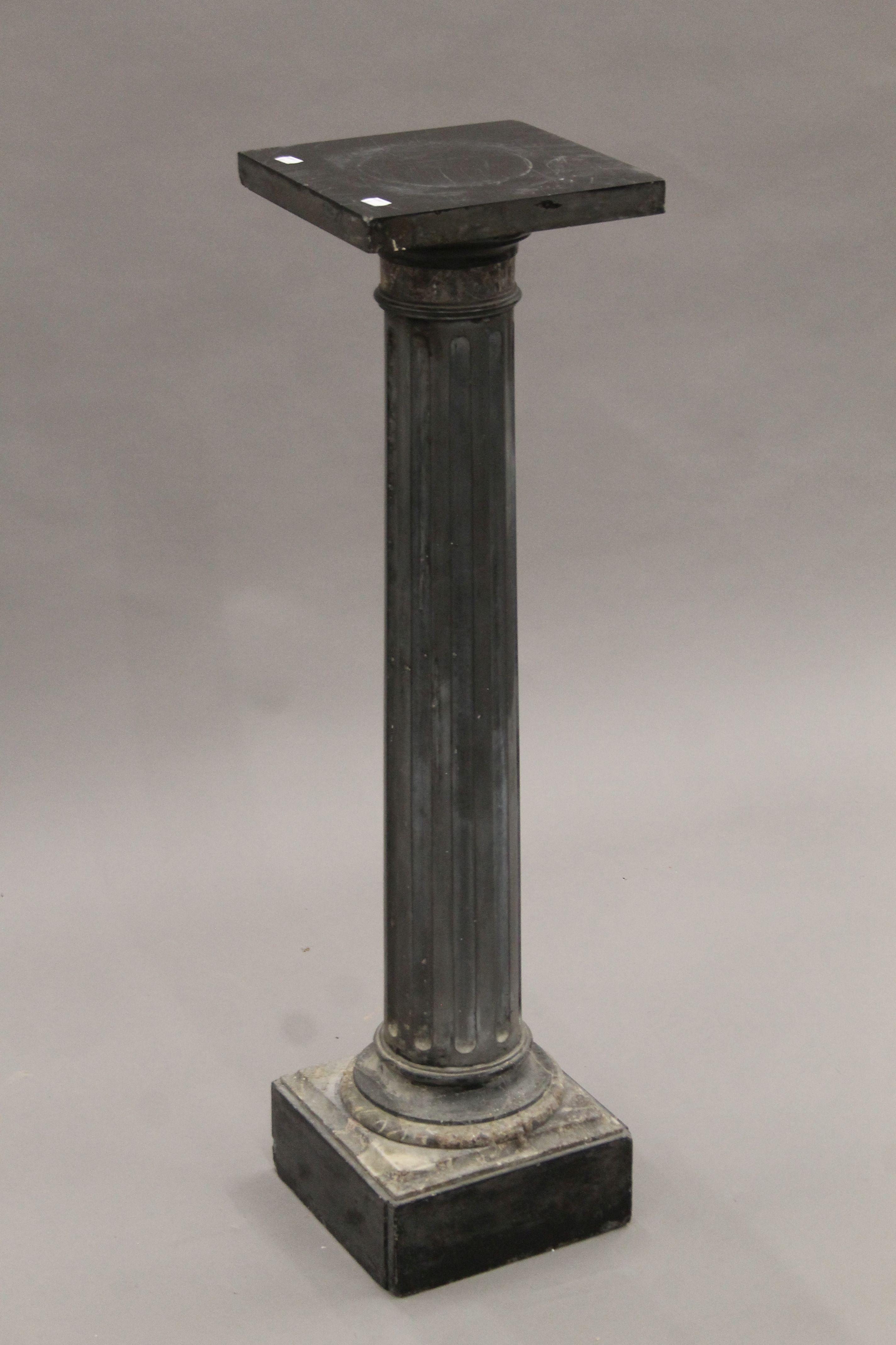 A 19th century slate and marble pedestal column. 107 cm high. - Image 2 of 9