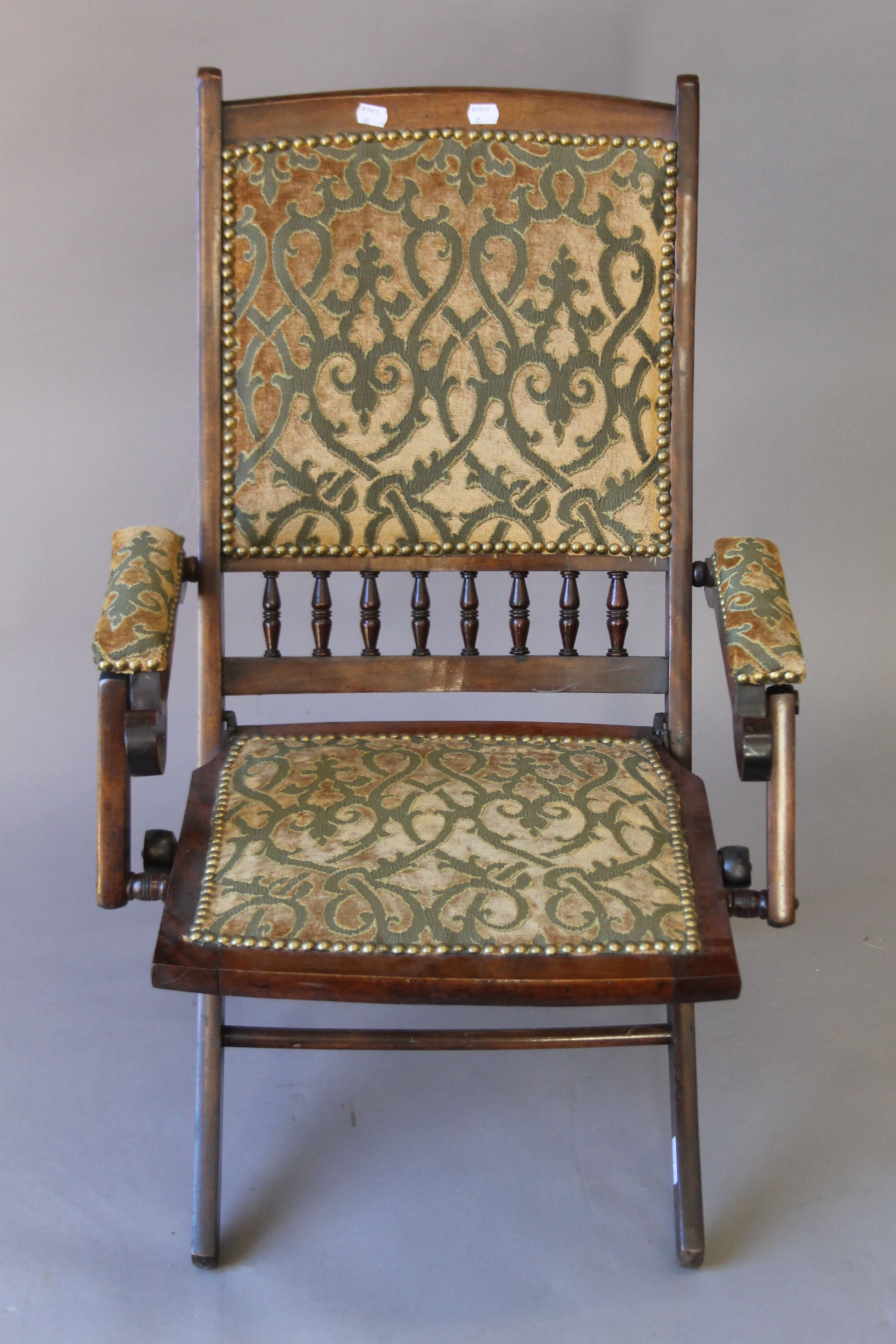 An Edwardian tub arm chair, a nursing chair and a folding chair. The former 51 cm wide. - Image 9 of 13