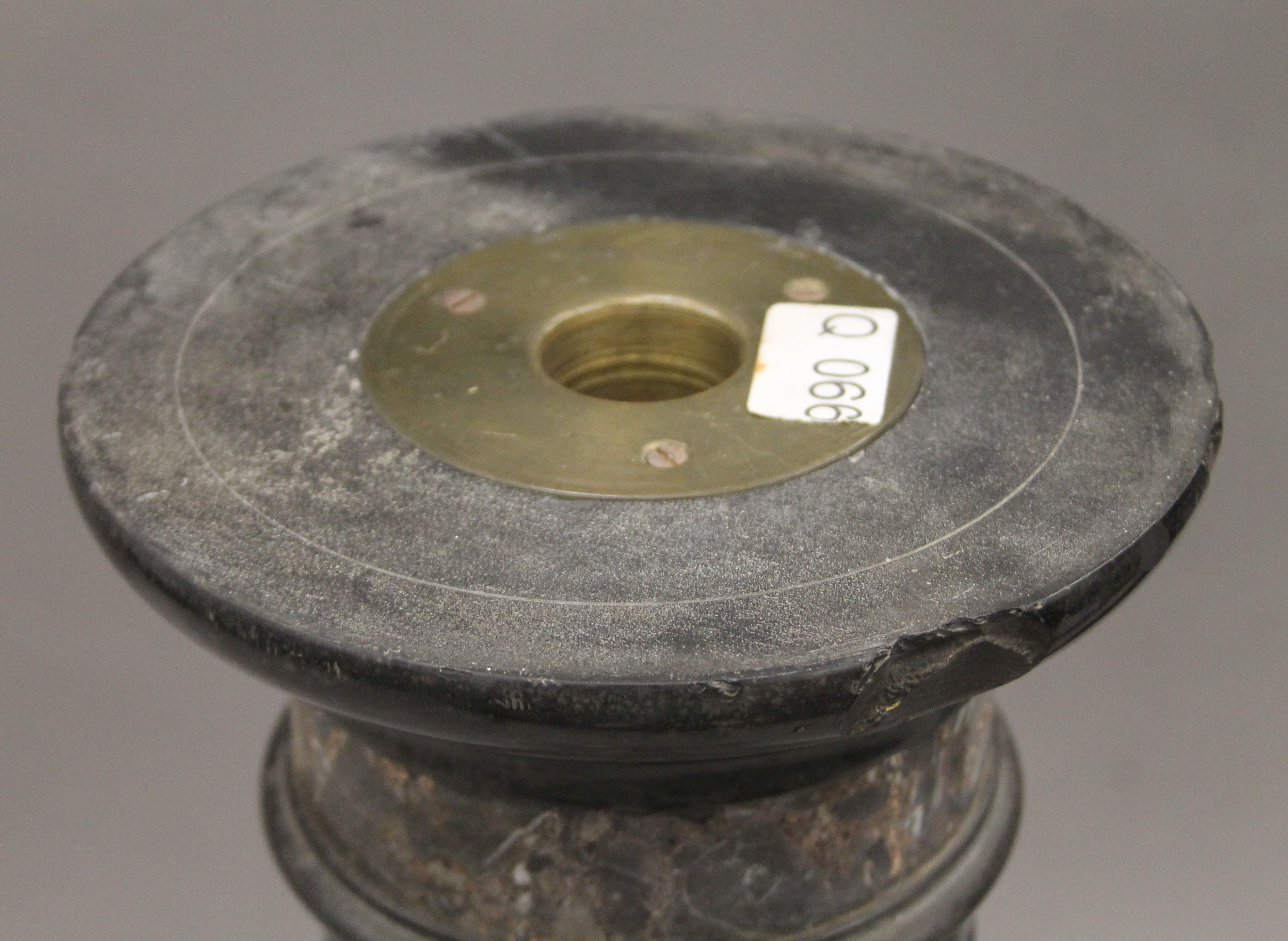 A 19th century slate and marble pedestal column. 107 cm high. - Image 8 of 9