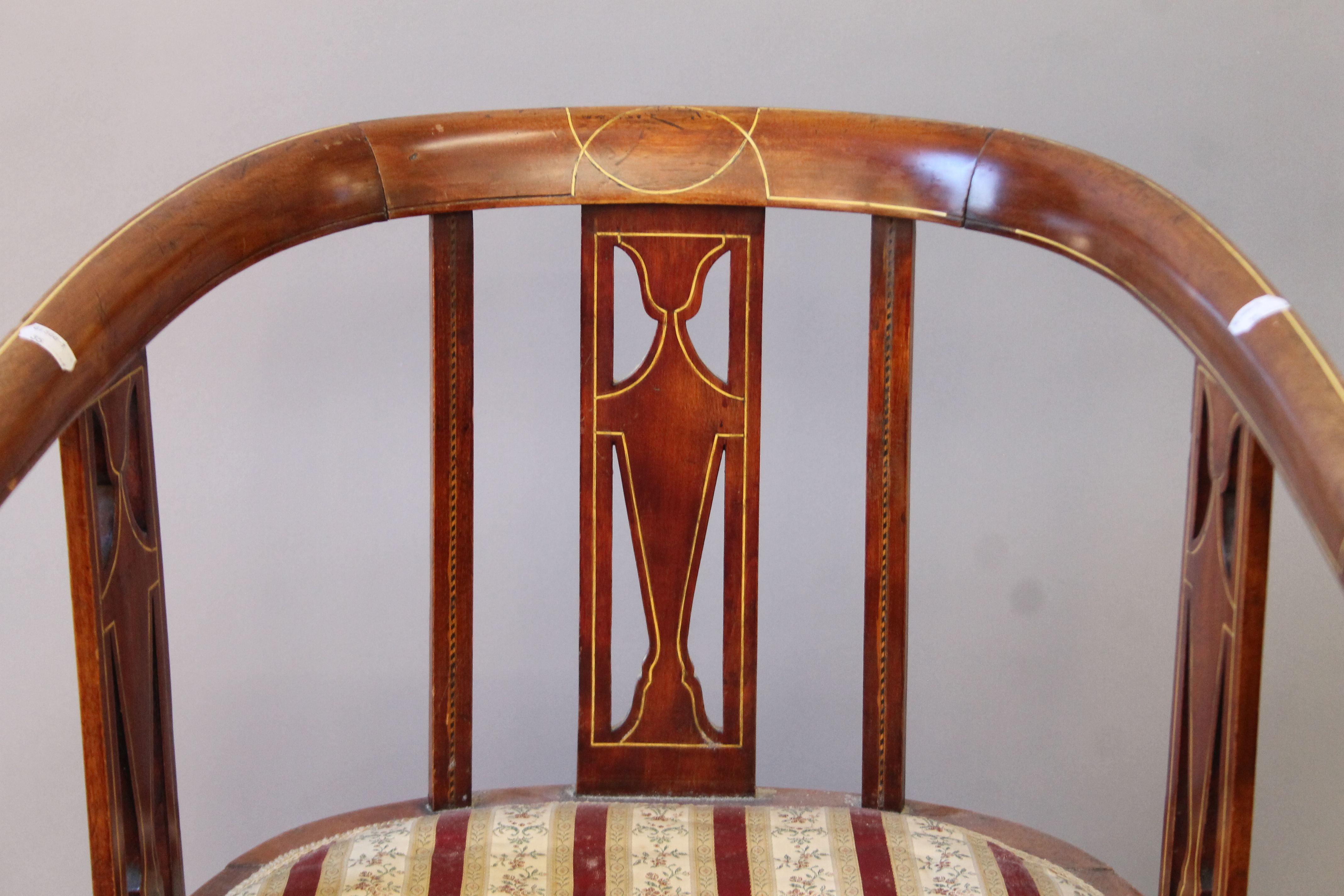 An Edwardian tub arm chair, a nursing chair and a folding chair. The former 51 cm wide. - Image 6 of 13