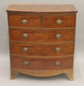 A 19th century mahogany bow-front chest of drawers. 103.5 cm wide.