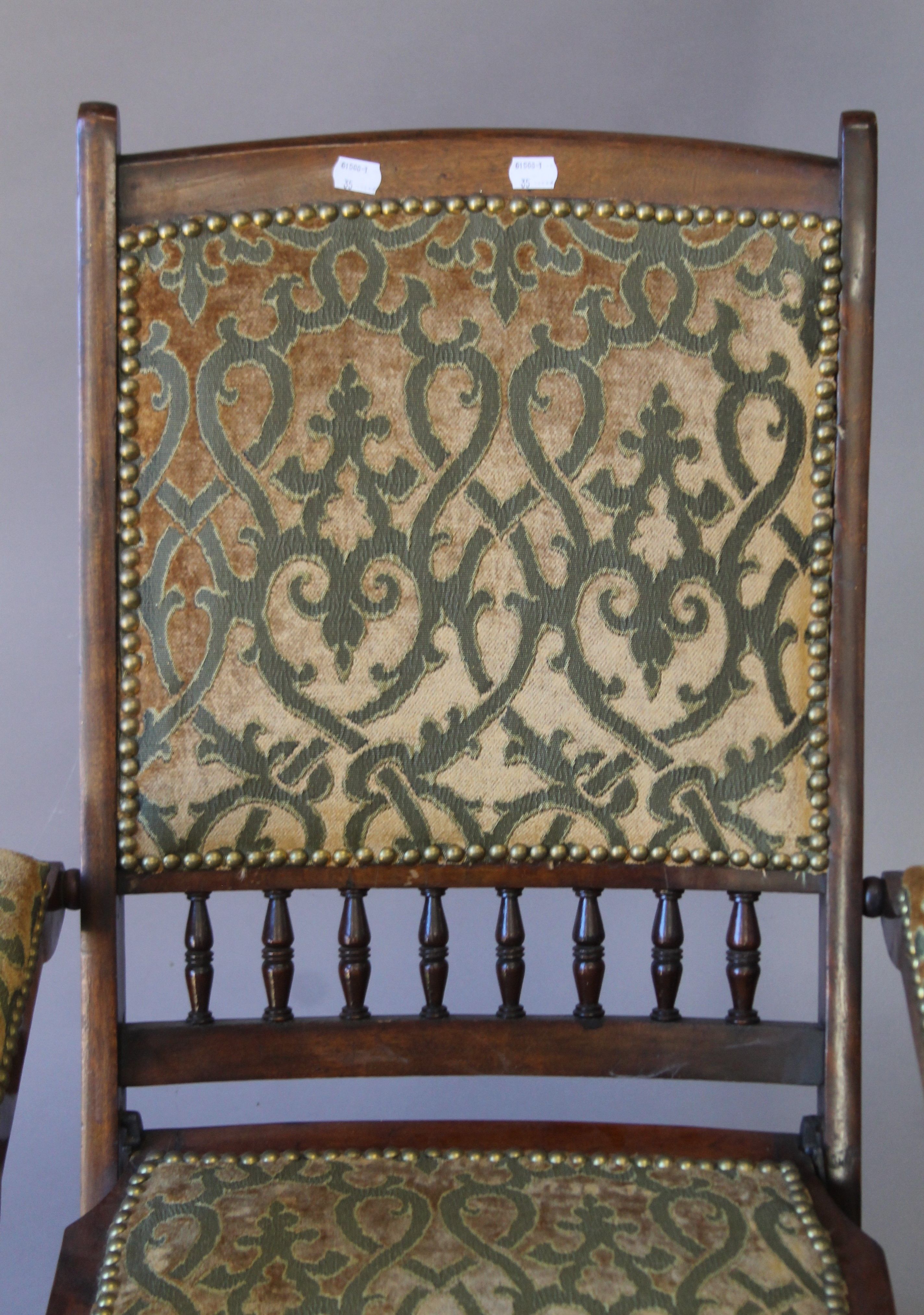 An Edwardian tub arm chair, a nursing chair and a folding chair. The former 51 cm wide. - Image 10 of 13