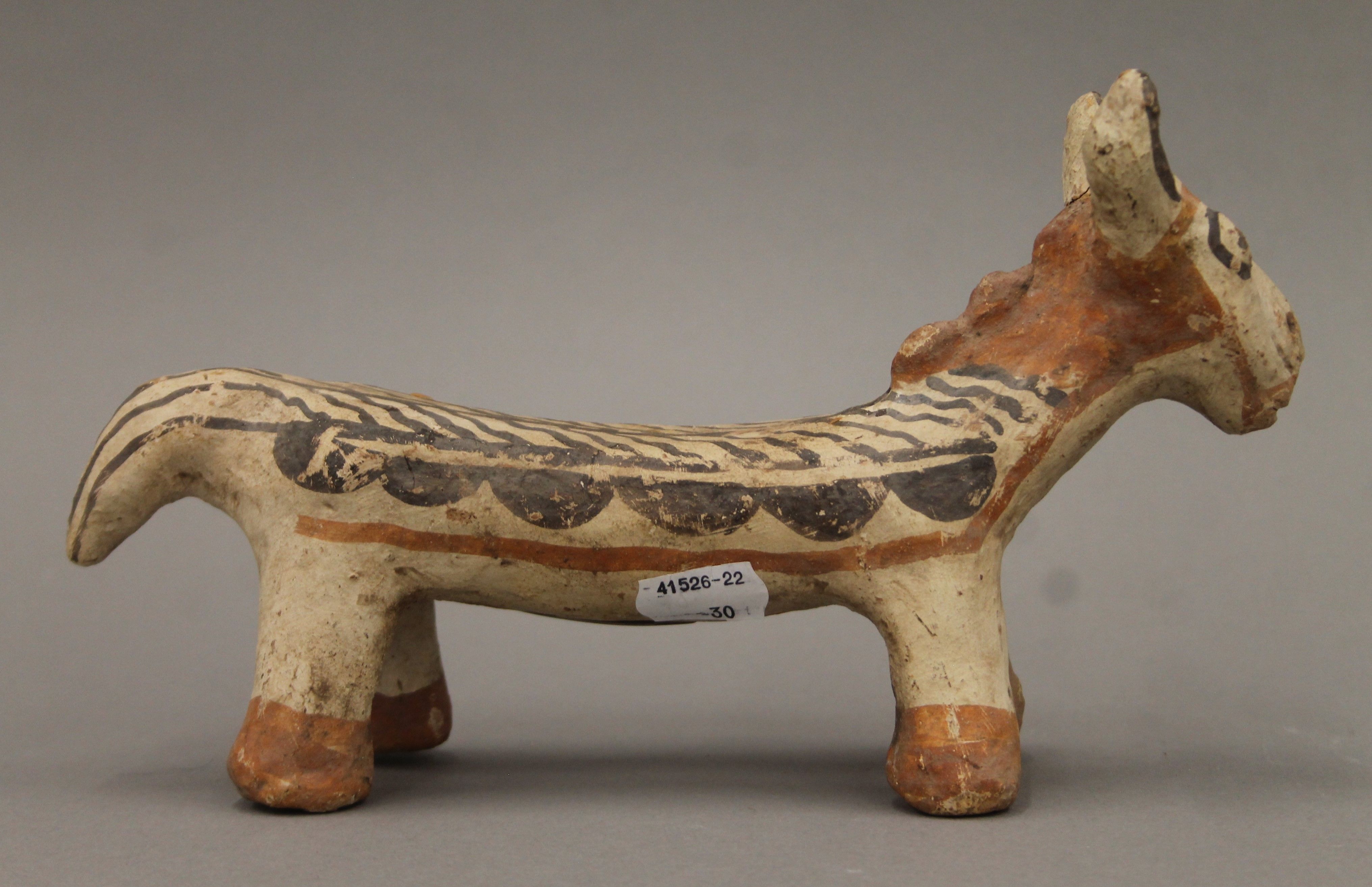 An antique Greco-Romano terracotta painted anamorphic model. 24 cm long. - Image 3 of 5