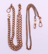 A pair of antique watch chains. 44 cm long and 38 cm long respectively.