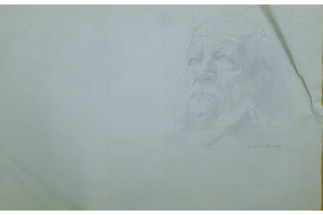 BLAMEY, NORMAN CHARLES OBE RA (1914-2000) British (AR), "Portrait of a Man", pencil on paper, - Image 2 of 3