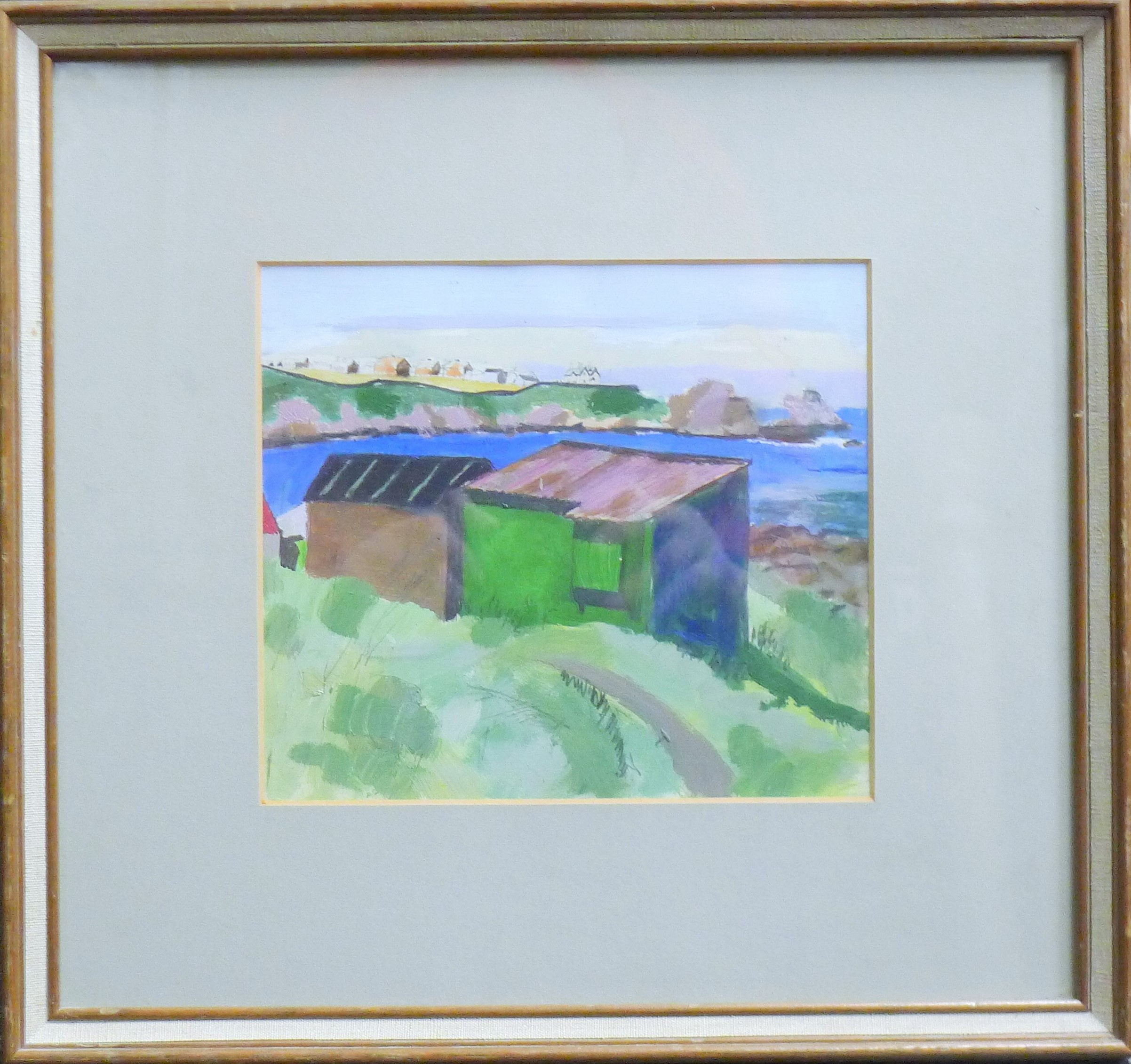 KNIGHTS, HERBERT (20th/21st century) British (AR) "St Abbs Bay Beach Huts", acrylic on board, - Image 2 of 2
