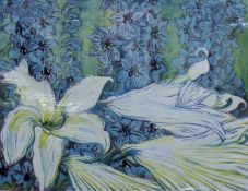 CLARK, SUE (20th Century) British (AR), Lily Delphineans, a signed artist's proof woodcut,