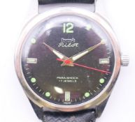 A vintage HMT Pilot Para Shock gentlemen's wristwatch, the case numbered 140174. 3.5 cm diameter.