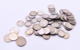 Various silver threepenny bits etc.