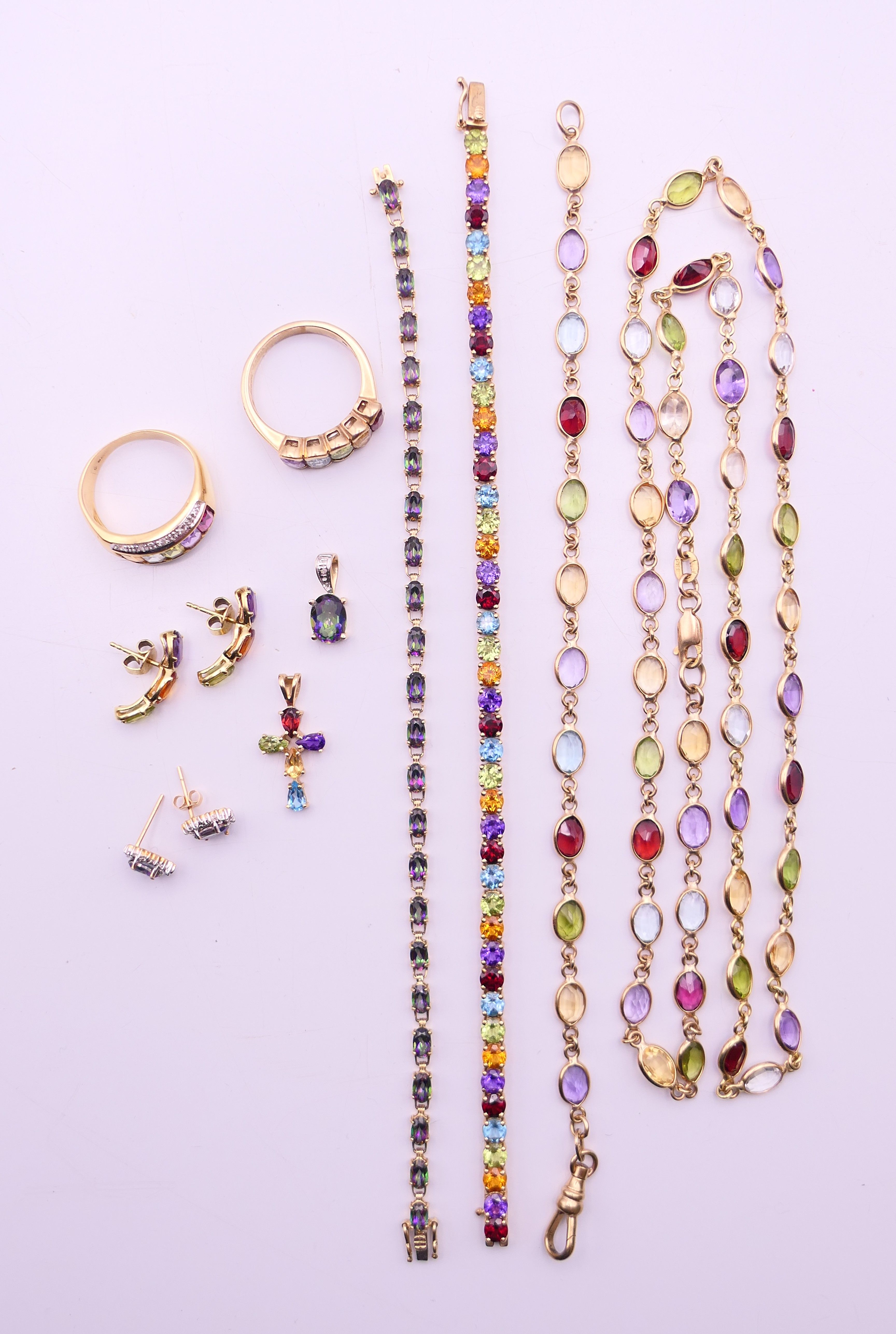 An 18 ct gold tourmaline ring and a quantity of 9 ct gold tourmaline and other stone set jewellery.