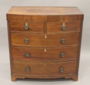 A 19th century mahogany bowfront chest of drawers. 103 cm wide.