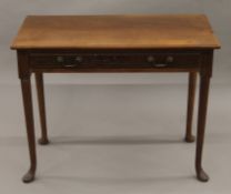A 19th century mahogany single drawer side table. 91 cm wide.