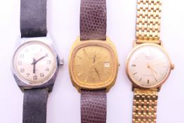 Three vintage Ruhla gentlemen's wristwatches. Each approximately 3.5 cm diameter.