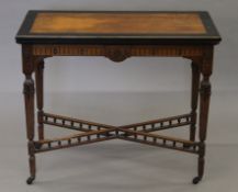 A Victoria aesthetic ebonised walnut card table by Hampton & Sons of Pall Mall. 92 cm wide.