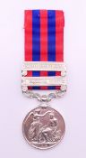 A Victorian India General Service Medal with Waziristan 1894-5 and Hazara 1888 bars and ribbon,