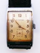 An Eterna gentleman's Tank Curvex Clamshell design wristwatch. Dial 2.25 x 3.25 cm.