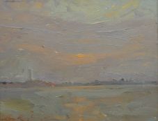 KINGSBURY, ALAN (Contemporary) British (AR), Sunset over Venice, oil on board, signed and framed.