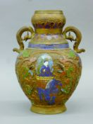 A Japanese bronze and cloisonne vase. 24.5 cm high.