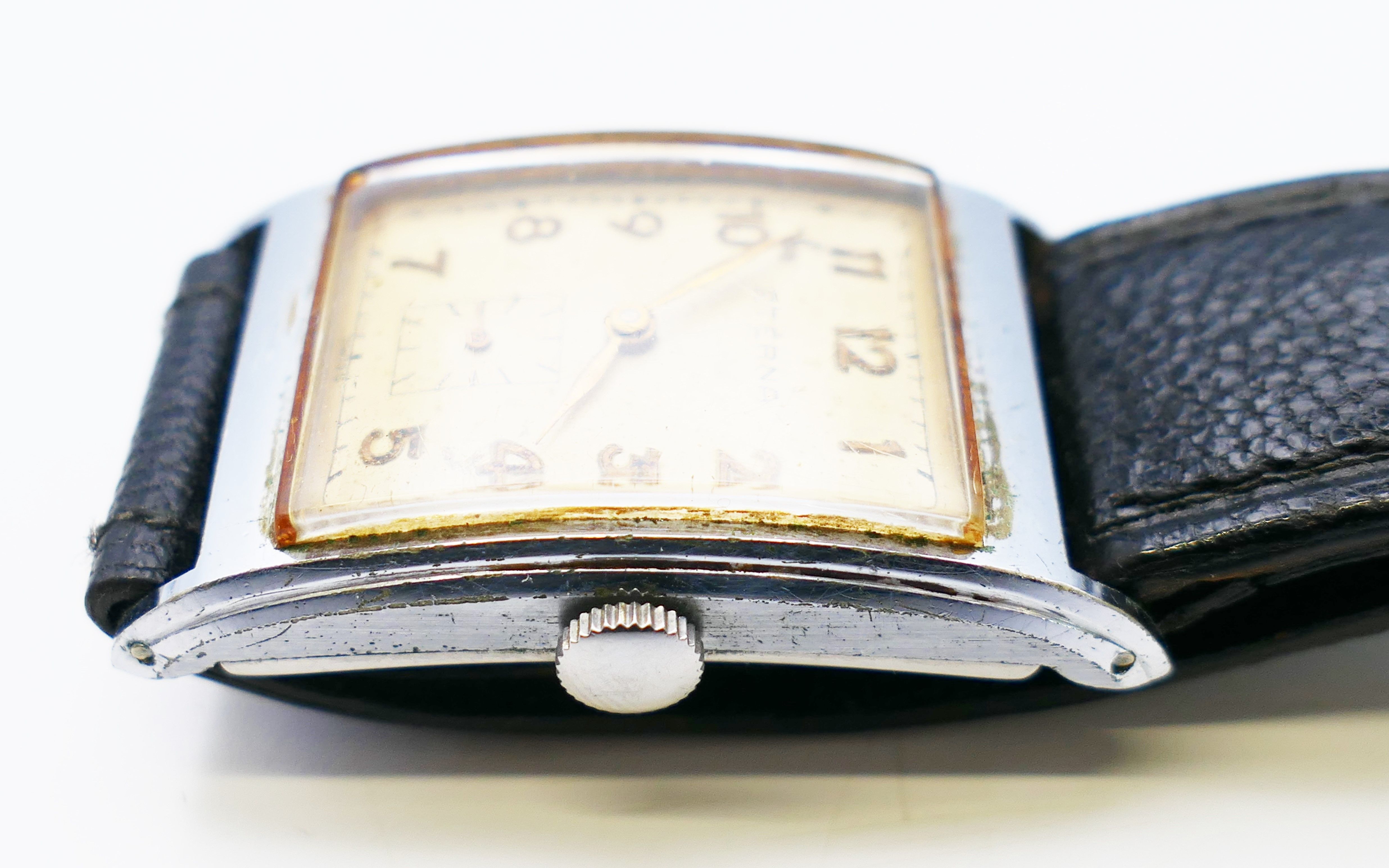 An Eterna gentleman's Tank Curvex Clamshell design wristwatch. Dial 2.25 x 3.25 cm. - Image 4 of 5