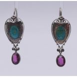 A pair of Murrle Bennett 950 Art Nouveau earrings. 3 cm high.
