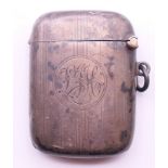 A silver vesta case. 5 cm high.