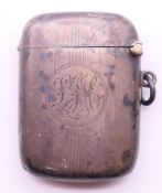A silver vesta case. 5 cm high.