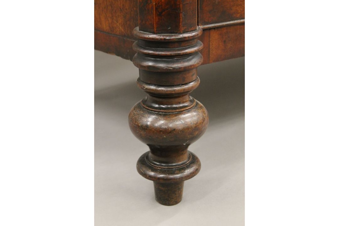 A Georgian mahogany bow-front two-over-three chest of drawers. 124 cm wide x 114 cm high. - Image 7 of 7